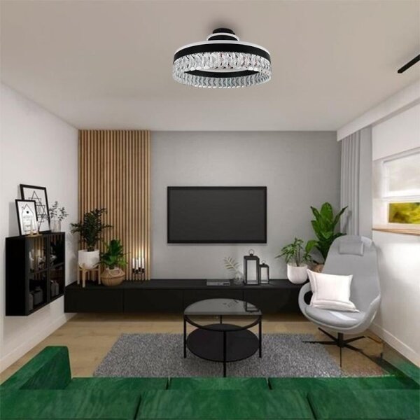 LED Stmívatelný přisazený lustr LED/75W/230V 3000-6500K černá + dálkové ovládání