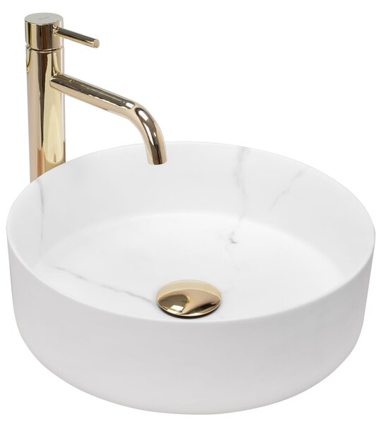 Rea Sami Marble umyvadlo, 36 x 36 cm, bílá, REA-U8703