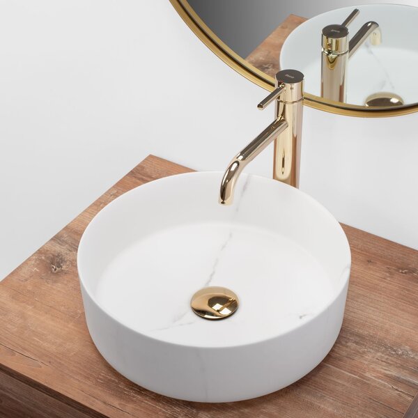 Rea Sami Marble umyvadlo, 36 x 36 cm, bílá, REA-U8703
