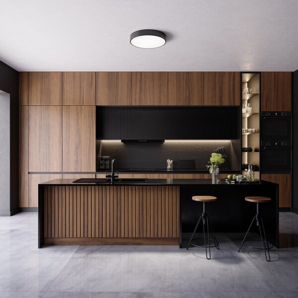Koupelnové stropní svítidlo CLEO 4xE27/24W/230V pr. 50 cm černá IP54