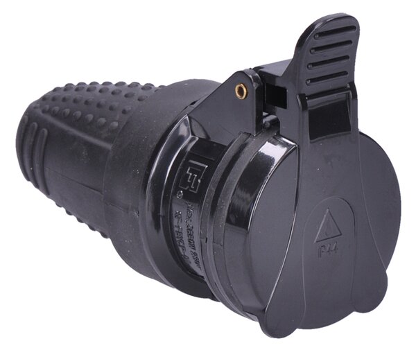 SOLIGHT Kabelová zásuvka gumová do vlhka P77 230V/16A/IP44, černá