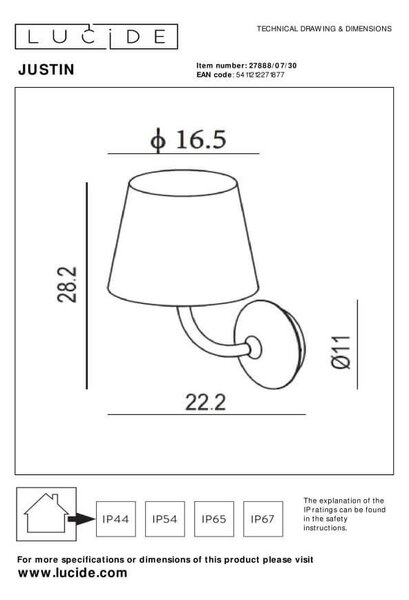 Lucide 27888/07/30 LED nástěnná venkovní lampa 1x7W | 900lm | 3000K | IP65 - černá