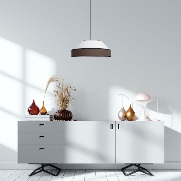 Lustr na lanku MANISO 1xE27/60W/230V pr. 45 cm bílá/hnědá