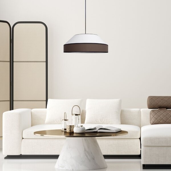 Lustr na lanku MANISO 1xE27/60W/230V pr. 45 cm bílá/hnědá