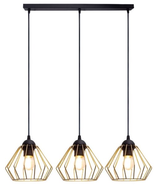 Lustr na lanku CEED GOLD 3xE27/60W/230V černá/zlatá