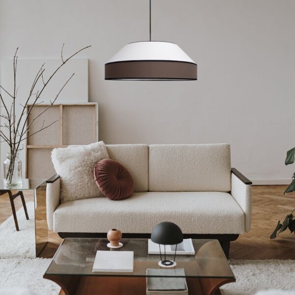 Lustr na lanku MANISO 1xE27/60W/230V pr. 45 cm bílá/hnědá