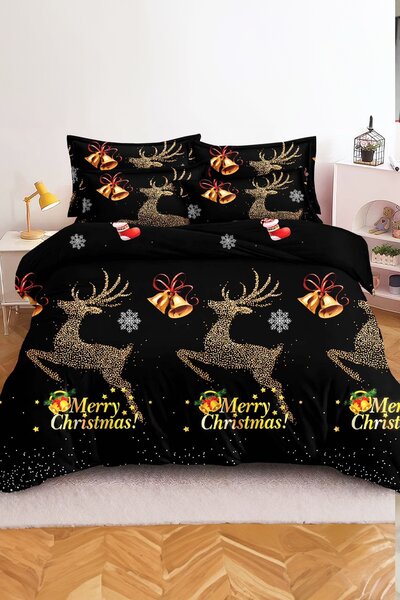 Povlečení z mikrovlákna STARLIT DEER černé Rozměr povlečení: 70 x 80 cm | 140 x 200 cm