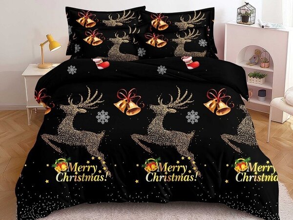 Povlečení z mikrovlákna STARLIT DEER černé Rozměr povlečení: 70 x 80 cm | 140 x 200 cm