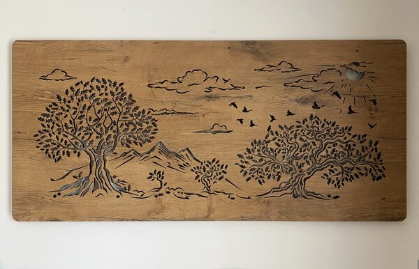 "Čtyři duby" světelný obraz 230V 130x60cm provedení povrchu: dub