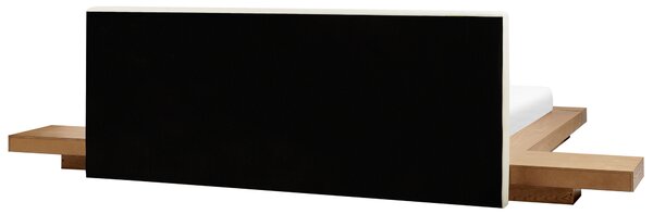 LED postel Umělá kůže ZEN 180 x 200 cm Přírodní jasan