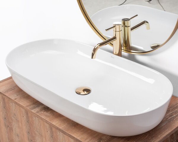 Rea Cleo, umyvadlo na desku 810x410x135 mm, bílá lesklá, REA-U0563