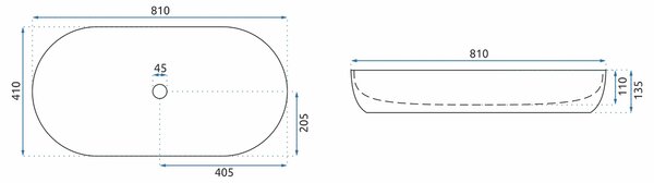 Rea Cleo, umyvadlo na desku 810x410x135 mm, bílá lesklá, REA-U0563
