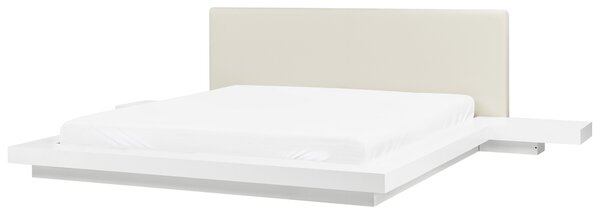 LED postel Umělá kůže ZEN 180 x 200 cm Bílá