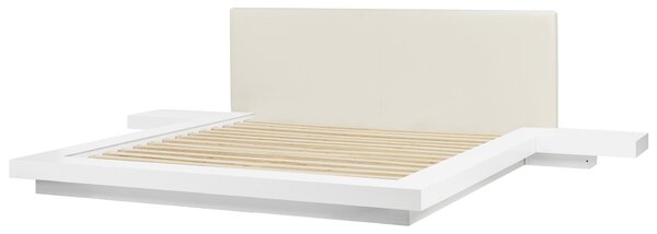 LED postel Umělá kůže ZEN 180 x 200 cm Bílá