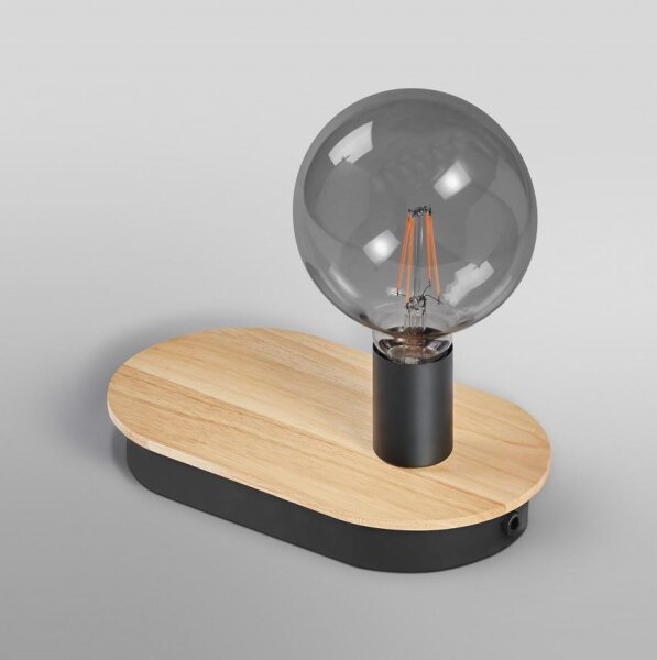 Ledvance - Dotyková stolní lampa s USB konektorem DECOR WOOD 1xE27/8W/230V