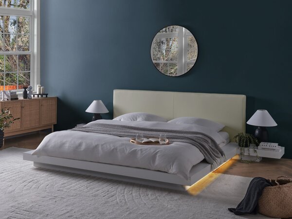 LED postel Umělá kůže ZEN 180 x 200 cm Bílá
