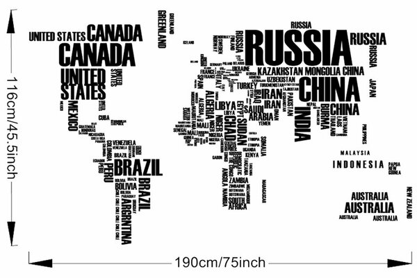Samolepka na zeď "Mapa světa 2" 116x190cm
