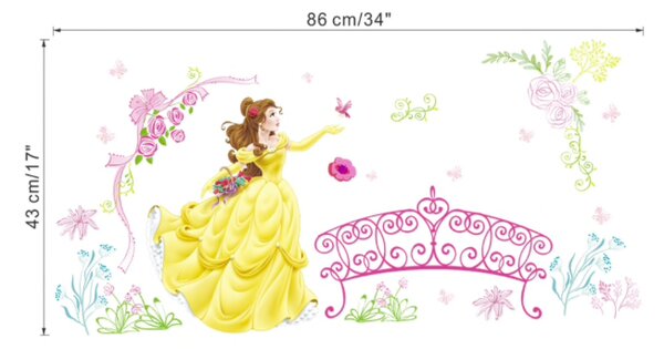 Samolepka na zeď "Princezna Belle" 43x86cm