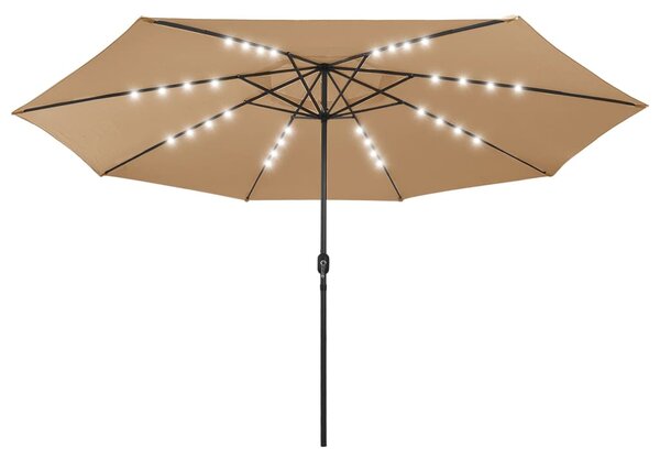 Zahradní slunečník s LED osvětlením 400 cm taupe