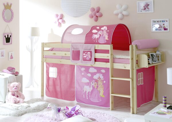 VYSOKÁ POSTEL, 90/200 cm, přírodní barvy, bílá, pink MID.YOU - Vyvýšené postele, Online Only