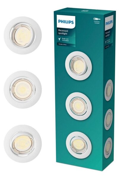 Philips Peridot Rec Kit Rd zapuštěné svítidlo kulaté 7W, AC 220-240, IP20, (3 ks), bílá