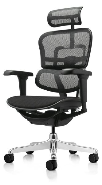 Kancelářská ergonomická židle SIRIUS NEO – opěrák síť, čalouněný sedák, černá
