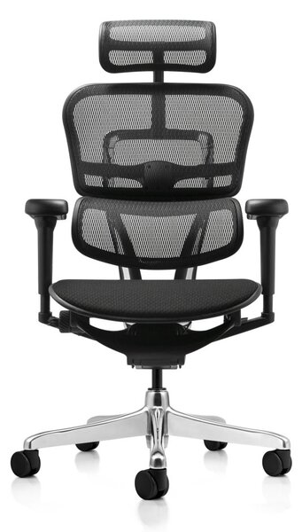 Kancelářská ergonomická židle SIRIUS NEO – opěrák síť, čalouněný sedák, černá