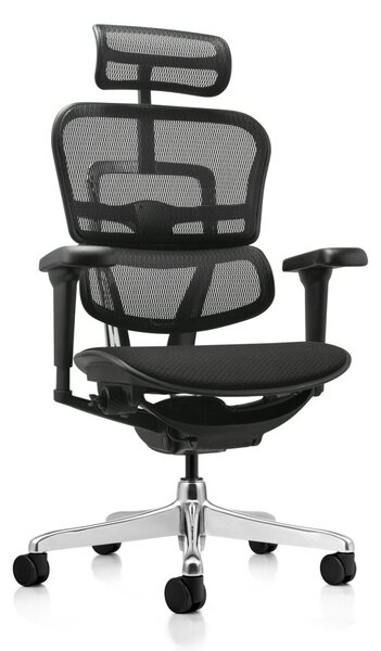 Kancelářská ergonomická židle SIRIUS NEO – opěrák síť, čalouněný sedák, černá