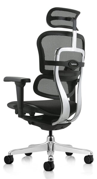 Kancelářská ergonomická židle SIRIUS NEO – opěrák síť, čalouněný sedák, černá