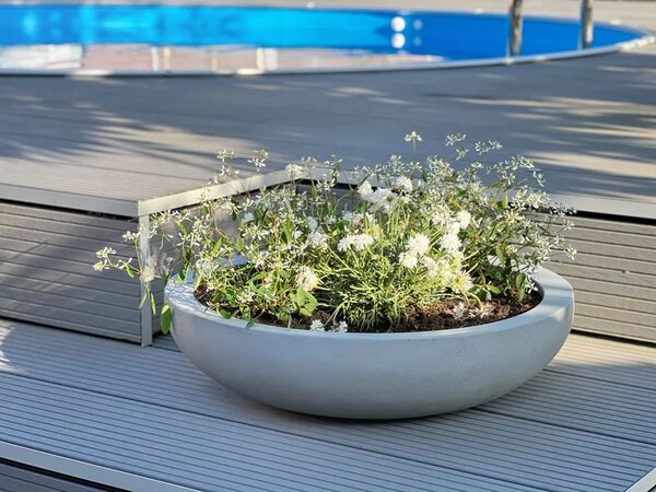 Okrasná miska PLANA, sklolaminát, Ø 54 cm, šedá