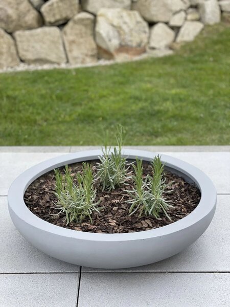 Okrasná miska PLANA, sklolaminát, Ø 54 cm, šedá