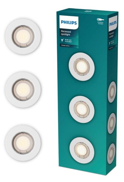 Philips Peridot Rec Kit Rd zapuštěné svítidlo kulaté 7W, AC 220-240, IP20, (3 ks), bílá