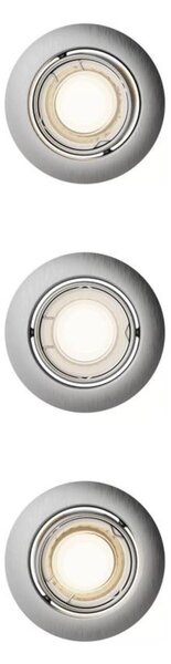 Philips Peridot Rec Kit Rd zapuštěné svítidlo kulaté 7W, AC 220-240, IP20, (3 ks), nikl