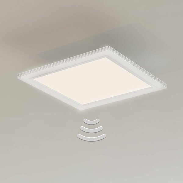 Briloner Stropní svítidlo LED Piatto, senzor, 29,5 x cm, Bílá / opál, Chodba, kov, Moderní