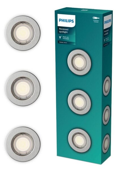 Philips Peridot Rec Kit Rd zapuštěné svítidlo kulaté 7W, AC 220-240, IP20, (3 ks), nikl