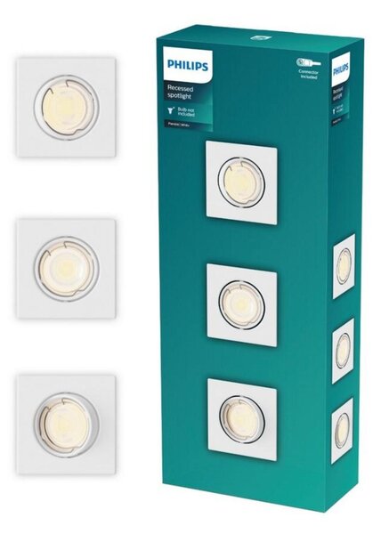 Philips Peridot Rec Kit Sq zapuštěné svítidlo hranaté 7W, AC 220-240, IP20, (3 ks), bílá