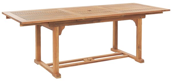 Rozkládací zahradní jídelní stůl JAVA 160/220 cm 90 cm Akáciové dřevo Světle hnědá