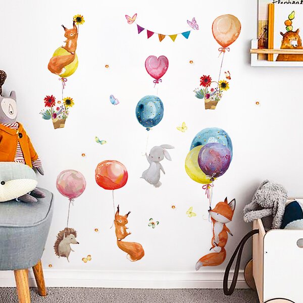 Samolepka na zeď "Zvířátka s balony 3" 100x107 cm