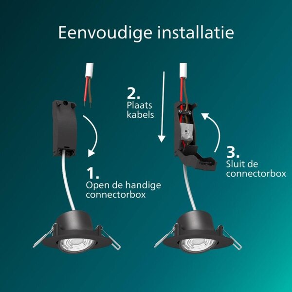 Philips Zapuštěné bodové svítidlo Cilantro Step 5W, 99lm/W, 4000K, (3 ks), černá