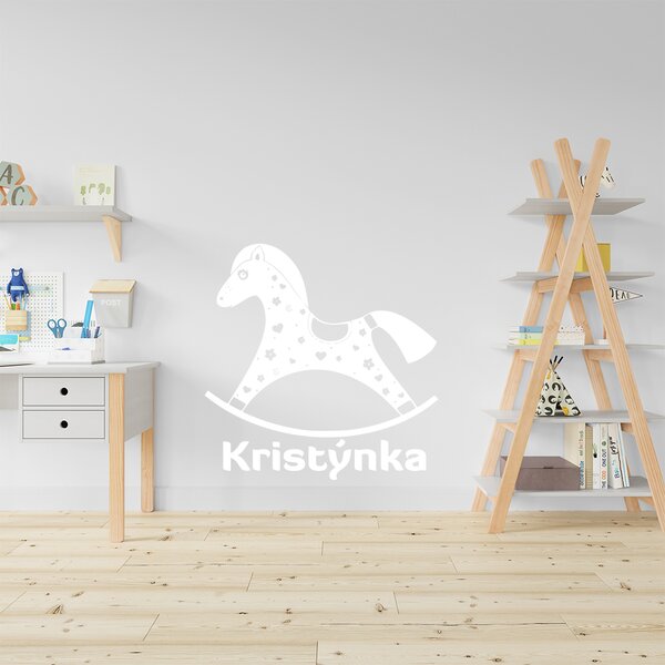 Živá Zeď Samolepka Houpací koník se jménem Barva: černá