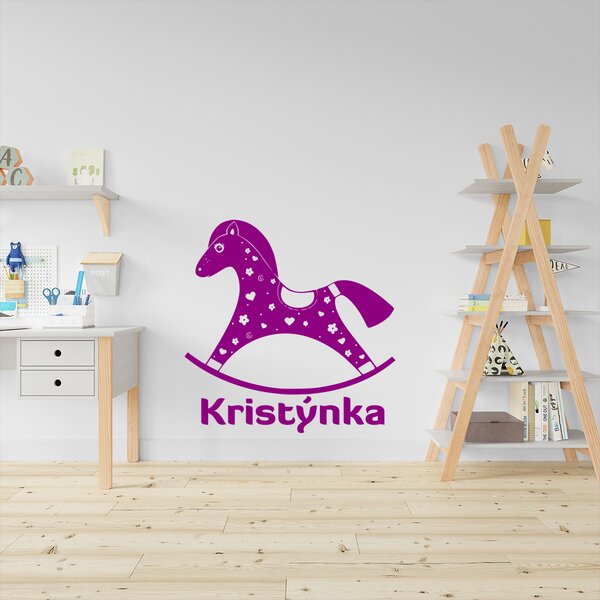 Živá Zeď Samolepka Houpací koník se jménem Barva: černá