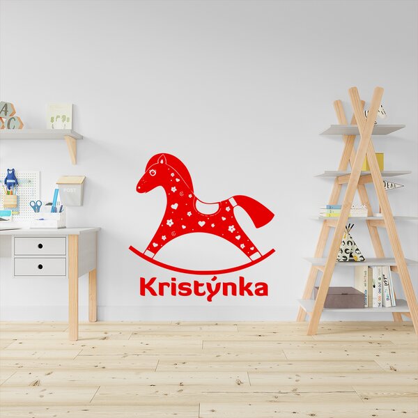 Živá Zeď Samolepka Houpací koník se jménem Barva: černá