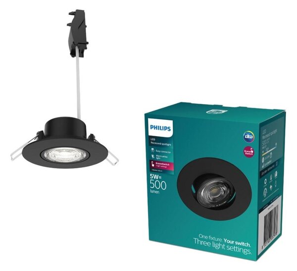 Philips Zapuštěné bodové svítidlo Cilantro Step 5W, 90lm/W, 2700K, černá