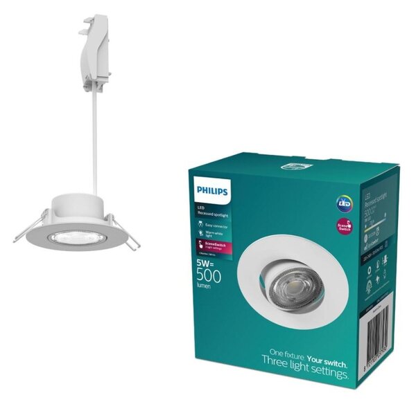 Philips Zapuštěné bodové svítidlo Cilantro Step 5W, 90lm/W, 2700K, bílá