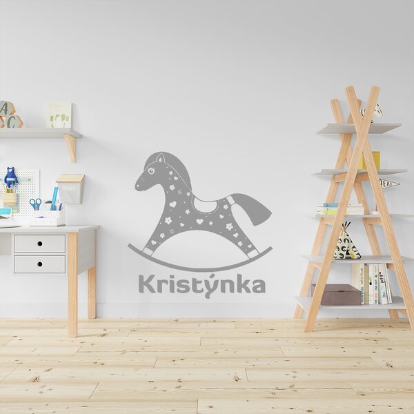Živá Zeď Samolepka Houpací koník se jménem Barva: černá