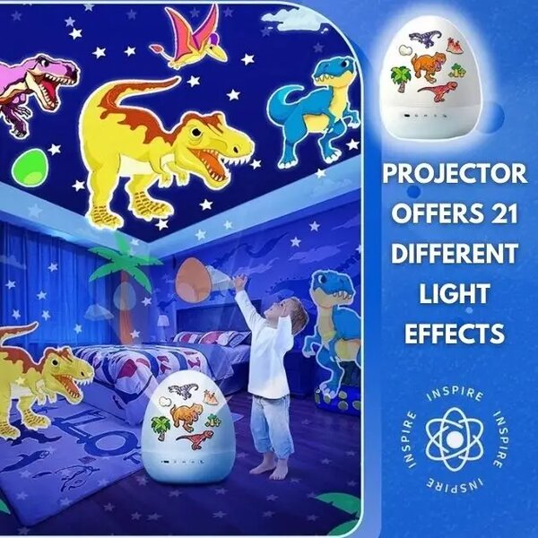 Dinoglow™ Led Projektor Ve Tvaru Dinosauřího Vejce S 21 Motivy