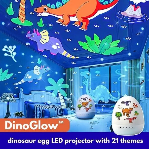 Dinoglow™ Led Projektor Ve Tvaru Dinosauřího Vejce S 21 Motivy