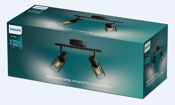 Philips Palms bodové svítidlo 2x E14 25W bez zdroje 27,5cm IP20, černé
