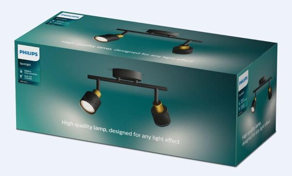 Philips Niall bodové svítidlo 2x GU10 5W bez zdroje 27,5cm IP20, černé