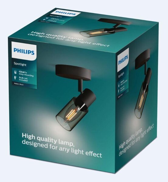 Philips Palms bodové svítidlo 1x E14 25W bez zdroje 13cm IP20, černé